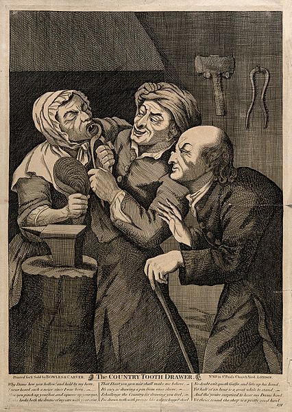 A_rustic_blacksmith_turned_tooth-drawer_extracting_a_tooth_f_Wellcome_V0012026
